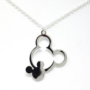 Mickey Mouse Necklace Silver Plated Disneyland Disney Pendant Necklace